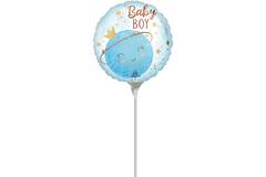 Foil Balloon - Mini - "Baby BOY" - Small Moon - Blue - 23 cm